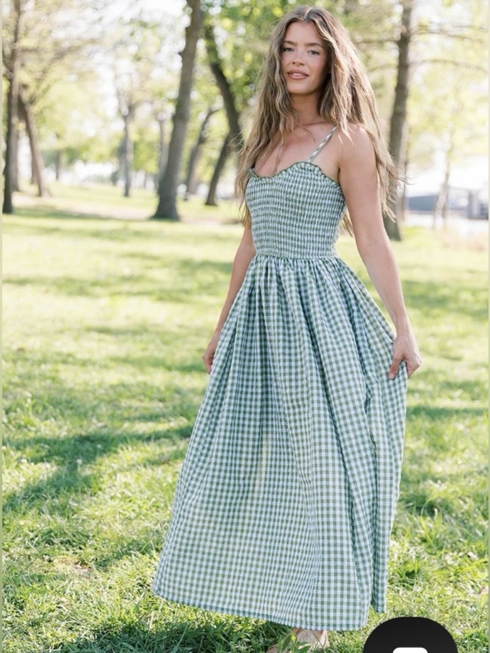 NEW Green Gingham 100% Cotton Maxi Dress